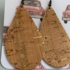 Handmade Cork with Gold Teardrop Earring